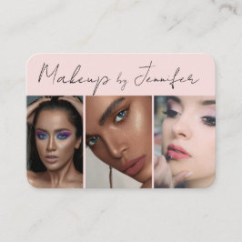 Blush Pink Black Script 3 Fotomake-up Visitekaartje