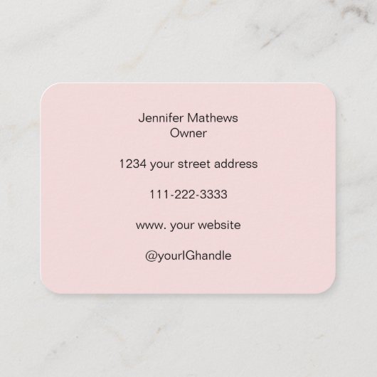 Blush Pink Black Script 3 Fotomake-up Visitekaartje (Achterkant)