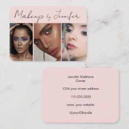 Blush Pink Black Script 3 Fotomake-up Visitekaartje