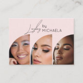 Blush Pink Black Script 3 Photo Lashes Visitekaartje (Voorkant)