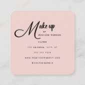 Blush Pink Black Script 3 Photo Makeup Vierkante Visitekaartje (Achterkant)