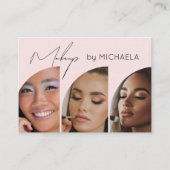 Blush Pink Black Script 3 Photo Makeup Visitekaartje (Voorkant)