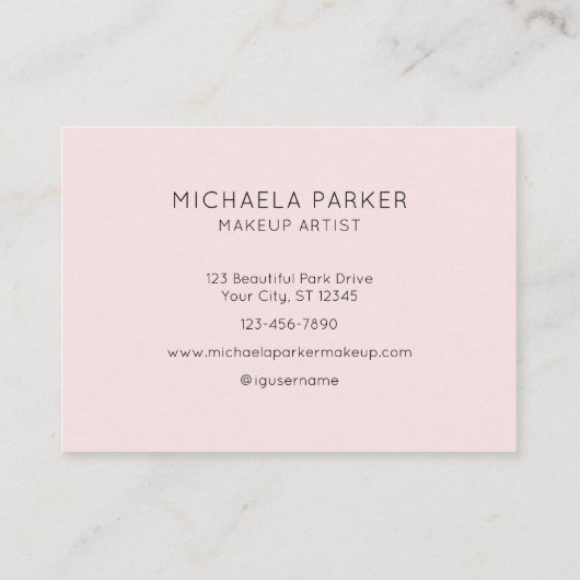 Blush Pink Black Script 3 Photo Makeup Visitekaartje (Achterkant)