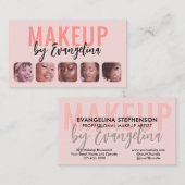 Blush Pink Black Script 5 Photo Makeup Artist Visitekaartje (Voorkant / Achterkant)