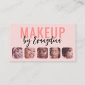Blush Pink Black Script 5 Photo Makeup Artist Visitekaartje (Voorkant)