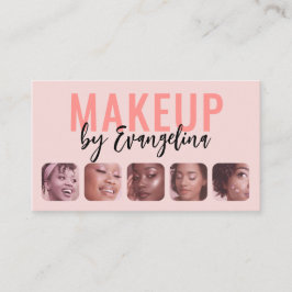 Blush Pink Black Script 5 Photo Makeup Artist Visitekaartje