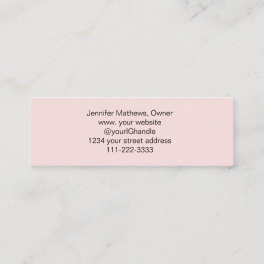 Blush Pink Black Script Fotomake-up Mini Visitekaartje (Achterkant)