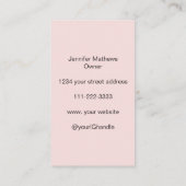 Blush Pink Black Script Fotomake-up Visitekaartje (Achterkant)