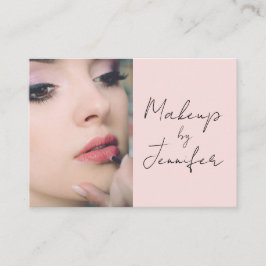 Blush Pink Black Script Fotomake-up Visitekaartje