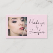 Blush Pink Black Script Fotomake-up Visitekaartje (Voorkant)
