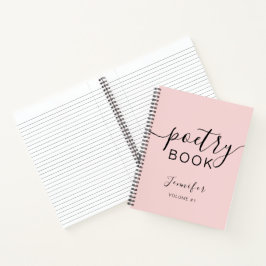 Blush Pink Black Script Jouw naam Poëzie Notitieboek