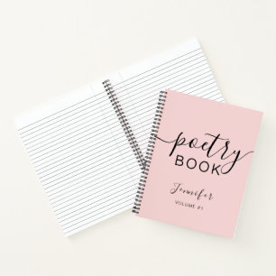 Blush Pink Black Script Jouw naam Poëzie Notitieboek