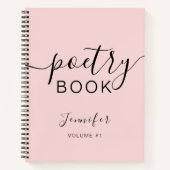 Blush Pink Black Script Jouw naam Poëzie Notitieboek (Voorkant)