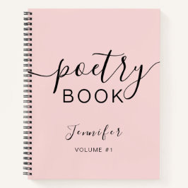 Blush Pink Black Script Jouw naam Poëzie Notitieboek