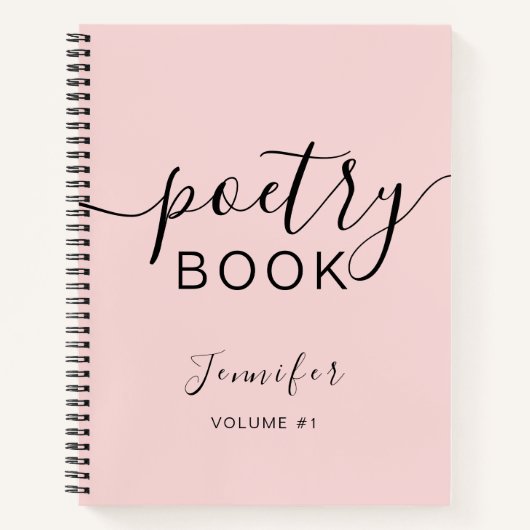 Blush Pink Black Script Jouw naam Poëzie Notitieboek (Voorkant)