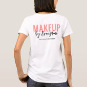 Blush Pink Black Script Logo Makeup Employee T-shirt (Achterkant)