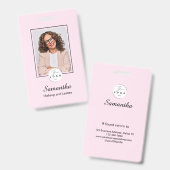 Blush Pink Black Script Logo Photo Makeup Badge (Voor- en achterkant)
