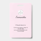 Blush Pink Black Script Logo Photo Makeup Badge (Achterkant)