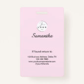 Blush Pink Black Script Logo Photo Makeup Badge (Achterkant)