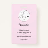 Blush Pink Black Script Logo Photo Makeup Badge (Achterkant)