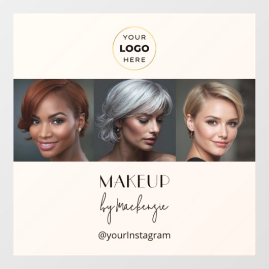 Blush Pink Black Script Logo Photo Makeup Studio Raamsticker (Vel)