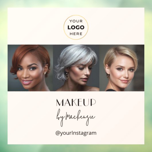 Blush Pink Black Script Logo Photo Makeup Studio Raamsticker (Vel 3)