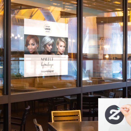 Blush Pink Black Script Logo Photo Makeup Studio Raamsticker (Restaurant Raam)