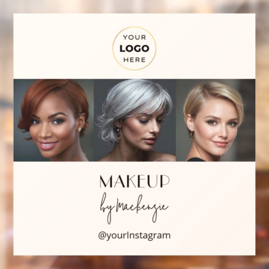 Blush Pink Black Script Logo Photo Makeup Studio Raamsticker (Vel 2)