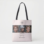 Blush Pink Black Script Logo Photo Makeup Studio Tote Bag (Voorkant)