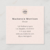 Blush Pink Black Script Logo Photo Makeup Vierkante Visitekaartje (Achterkant)