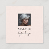 Blush Pink Black Script Logo Photo Makeup Vierkante Visitekaartje (Voorkant)