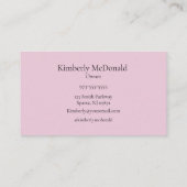 Blush Pink Black Script Photo Lashes Business Card Visitekaartje (Achterkant)