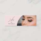 Blush Pink Black Script Photo Lashes Mini Visitekaartje (Voorkant)
