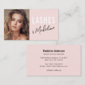 Blush Pink Black Script Photo Lashes Studio Visitekaartje (Voorkant / Achterkant)