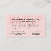 Blush Pink Black Script Photo Makeup Artist Visitekaartje (Achterkant)