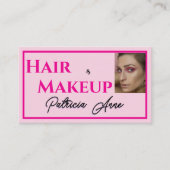 Blush Pink Black Script Photo Makeup Business Card Visitekaartje (Voorkant)