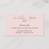 Blush Pink Black Script Photo Makeup Business Card Visitekaartje (Achterkant)
