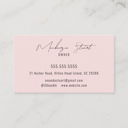 Blush Pink Black Script Photo Makeup Business Card Visitekaartje (Achterkant)
