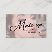 Blush Pink Black Script Photo Makeup Business Card Visitekaartje (Voorkant)