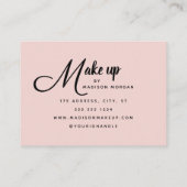 Blush Pink Black Script Photo Makeup Business Card Visitekaartje (Achterkant)