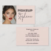 Blush Pink Black Script Photo Makeup Business Card Visitekaartje (Voorkant / Achterkant)