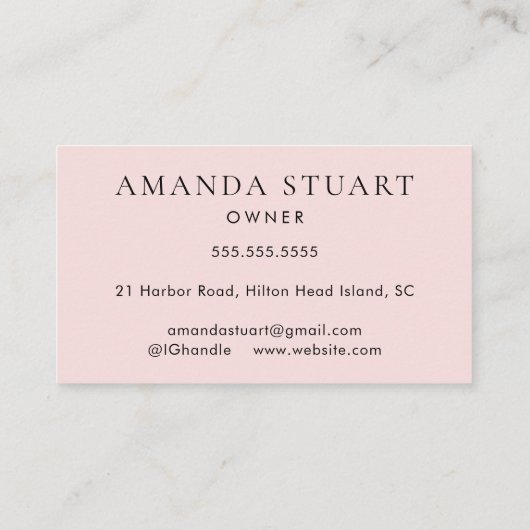 Blush Pink Black Script Photo Makeup Business Card Visitekaartje (Achterkant)