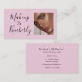 Blush Pink Black Script Photo Makeup Business Card Visitekaartje (Voorkant / Achterkant)
