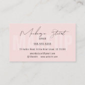 Blush Pink Black Script Photo Makeup Business Card Visitekaartje (Achterkant)