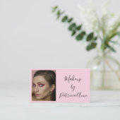 Blush Pink Black Script Photo Makeup Business Card Visitekaartje (Staand voorkant)