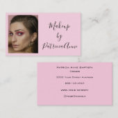 Blush Pink Black Script Photo Makeup Business Card Visitekaartje (Voorkant / Achterkant)