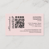 Blush Pink Black Script Photo Makeup  Business Visitekaartje (Achterkant)