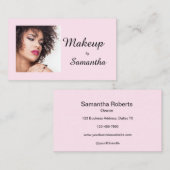 Blush Pink Black Script Photo Makeup Calling Card Contactkaartje (Voorkant / Achterkant)