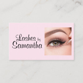 Blush Pink Black Script Photo Makeup Contactkaartje