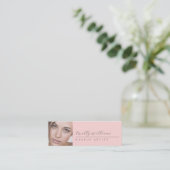 Blush Pink Black Script Photo Makeup Mini Business Visitekaartje (Staand voorkant)